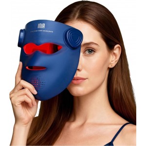 Masca LED pentru fata, INIA 4D LED Face Mask, Wireless, cu lumina rosie, albastra si galbena, 4 moduri de iluminare, acoperire 4D, racire pentru zona ochilor si acumulator reincarcabil