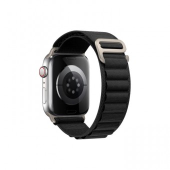 Curea THD Alpine Loop, compatibila Apple Watch Ultra2 49 mm, Apple Watch 45 mm seria 9, Apple Watch SE 44 mm, marime universala, culoarea neagra