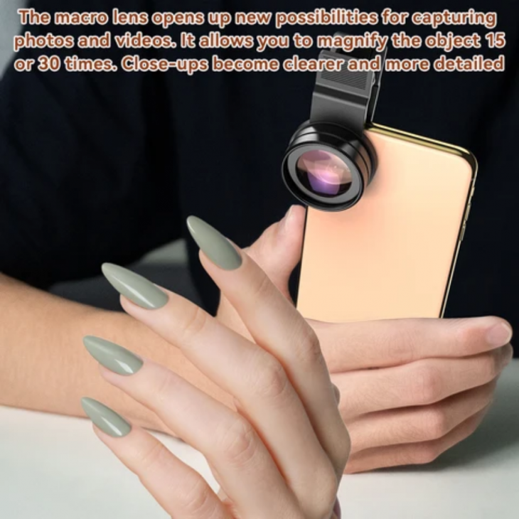 Lentila macro profesionala, Apexel APL-1530XM, compatibila iPhone 16, Samsung S25, Samsung S24, Huawei, Honor, Motorola, zoom 15-30x