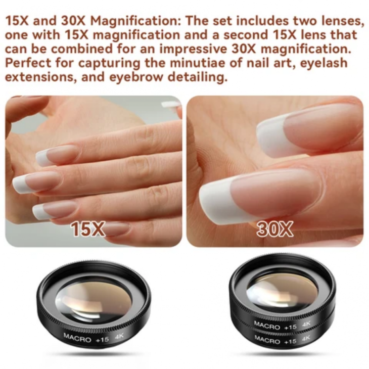 Lentila macro profesionala, Apexel APL-1530XM, compatibila iPhone 16, Samsung S25, Samsung S24, Huawei, Honor, Motorola, zoom 15-30x