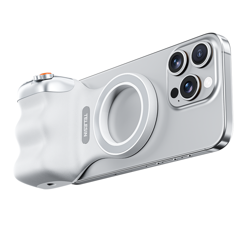 Grip magnetic inteligent, Telesin Fun Shot P1-MP-10, control zoom, telecomanda bluetooth, compatibil iPhone 16, 15, 14, 13, 12