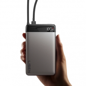 Acumulator Power Bank, Lisen, design ultrasubtire, incarcare rapida 22.5W, capacitate 10.000 mAh