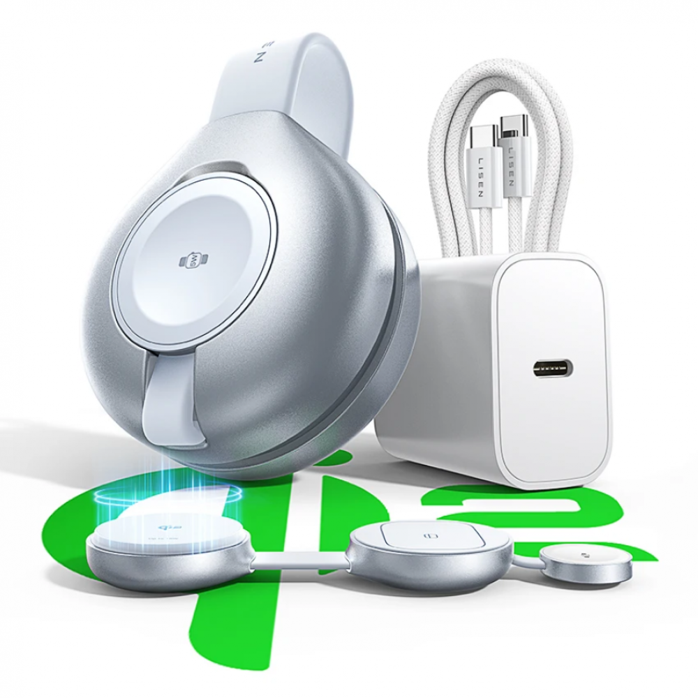 Stand de incarcare triplu, LISEN 3S+, wireless magnetic 15W, pliabil, pentru iPhone, Apple Watch si AirPods
