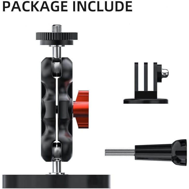 Ventuza magnetica Surewo, element prindere reglabil cu surub 1/4, compatibila GoPro Hero 13,12,11,10,9,8,7,6, DJI Osmo Action 3/2, Insta 360 X3