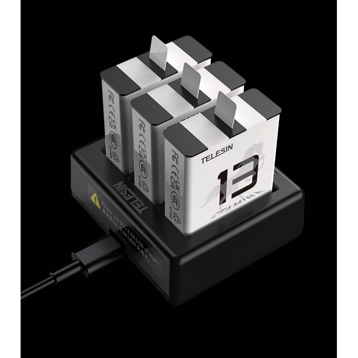Incarcator baterii triplu, Telesin S0-BCG-12-TGP, compatibil GoPro Hero 13 