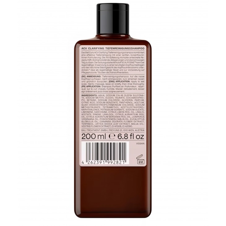 Șampon purifiant Bali Curls ACV Clarifying Shampoo, cu complex din oțet de mere și Scalposine™, pentru păr creț și ondulat, 200 ml, livrare 7-9 zile