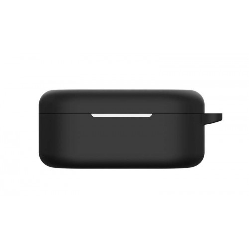 Husa din silicon, THD, compatibila cu castile wireless OnePlus Nord Buds2, carabina inclusa, neagra