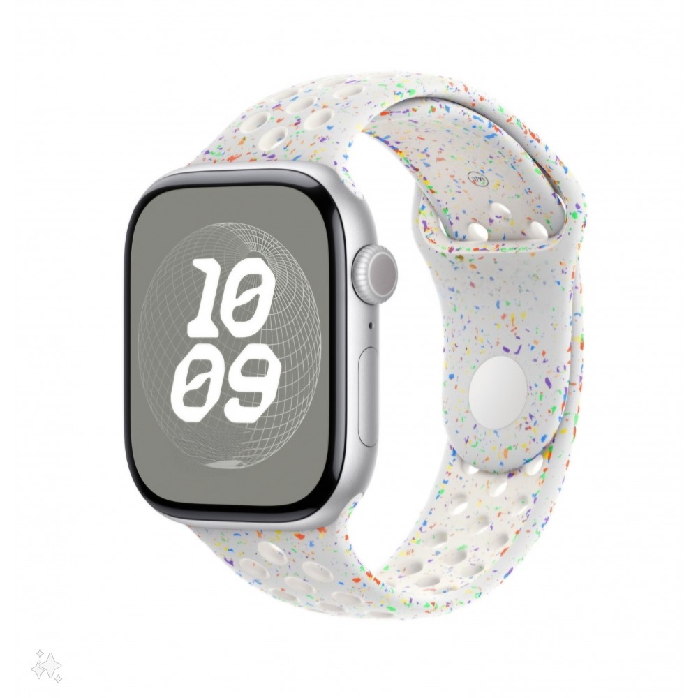 Curea sport cu orificii, THD, compatibila Apple Watch 46 mm seria 10, Apple Watch SE 44 mm, alba