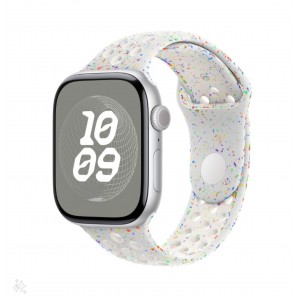 Curea sport cu orificii, THD, compatibila Apple Watch 46 mm seria 10, Apple Watch SE 44 mm, alba