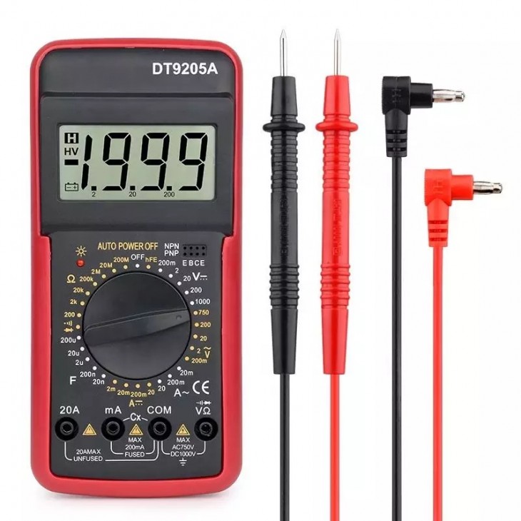 Multimetru digital QHTITEC DT9205A masurare intensitate, tensiune, continuitate si rezistenta