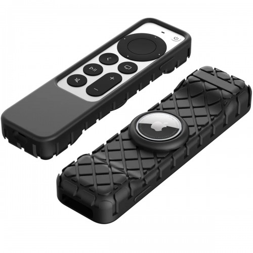 Husa de protectie THD pentru telecomanda Apple TV 4K 2021, atasare Airtag, silicon, negru