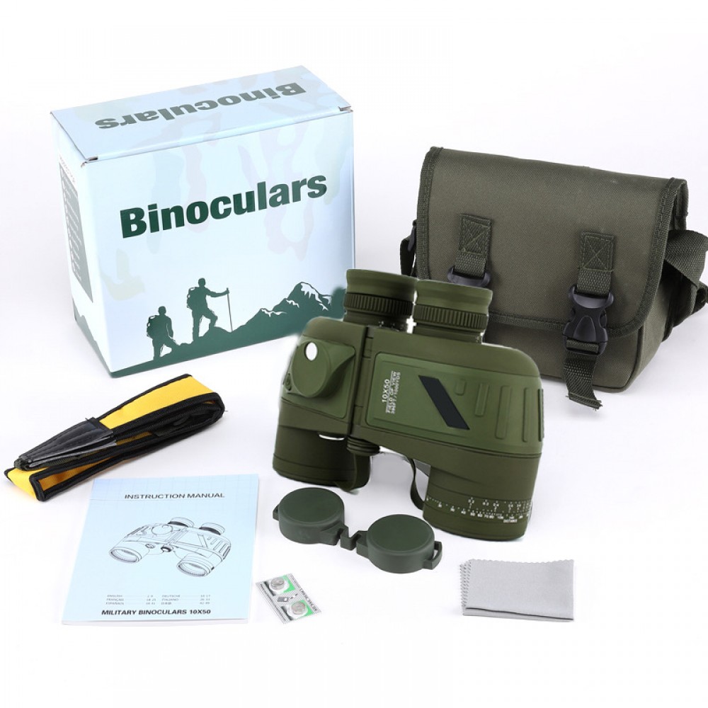Binoclu marin Apexel 10X50, pentru vanatoare, sporturi nautice, activitati in aer liber, camp vizual 1000 metri, culoarea verde army