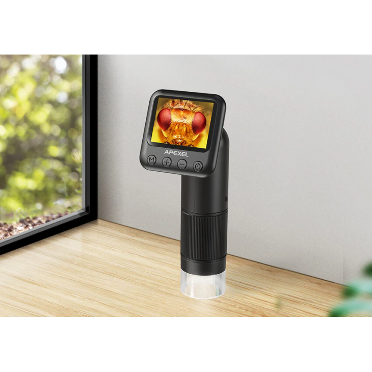 Microscop portabil, Apexel MS008, digital, zoom maxim 800x, ultra-usor, microSD 32Gb, negru