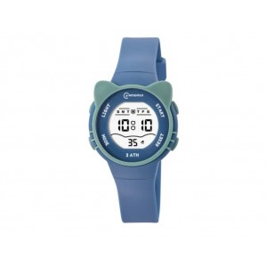 Ceas digital de copii, Mingrui MR2206L, model kitten, data, iluminare, rezistent la apa 3atm, albastru