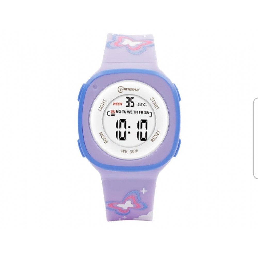 Ceas digital de copii, Mingrui MR2207LK, data, iluminare, rezistent la apa 30 metri, rezistent socuri, mov