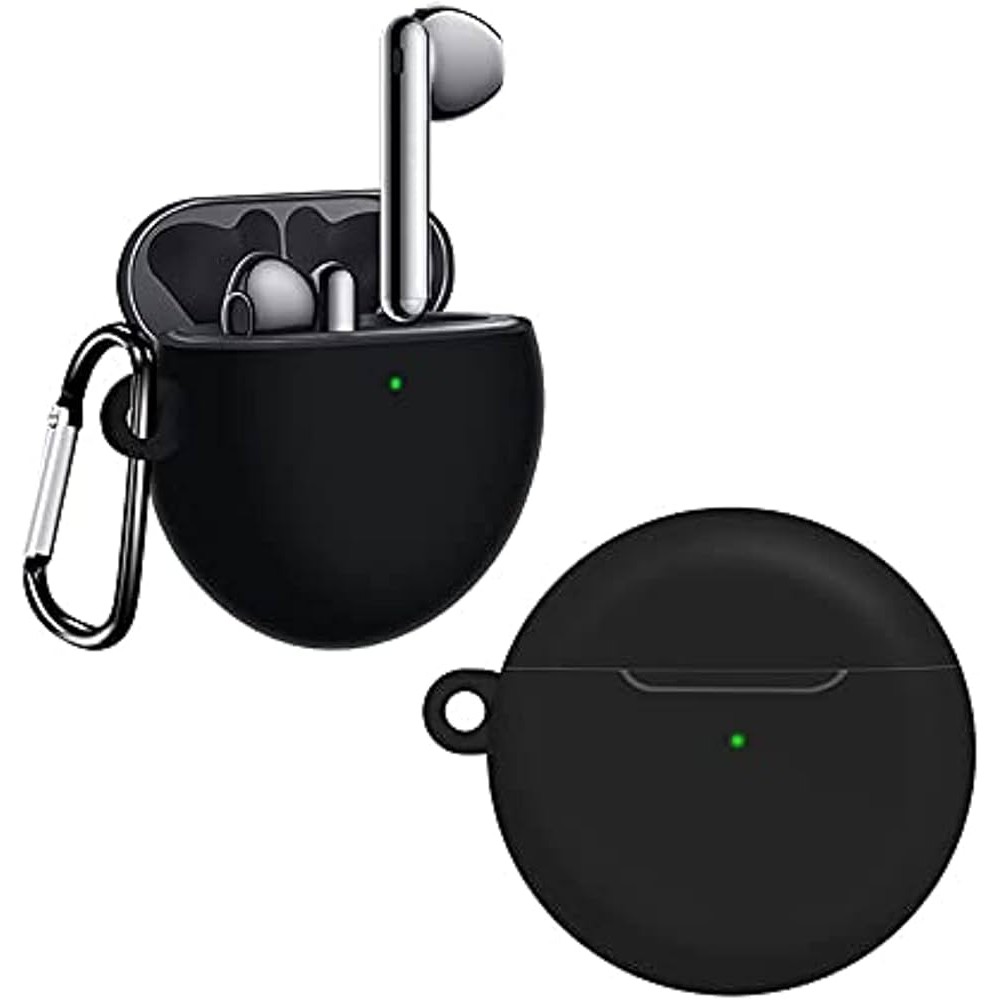 Husa compatibila cu castile wireless Huawei FreeBuds 4, culoarea neagra cu carlig prindere