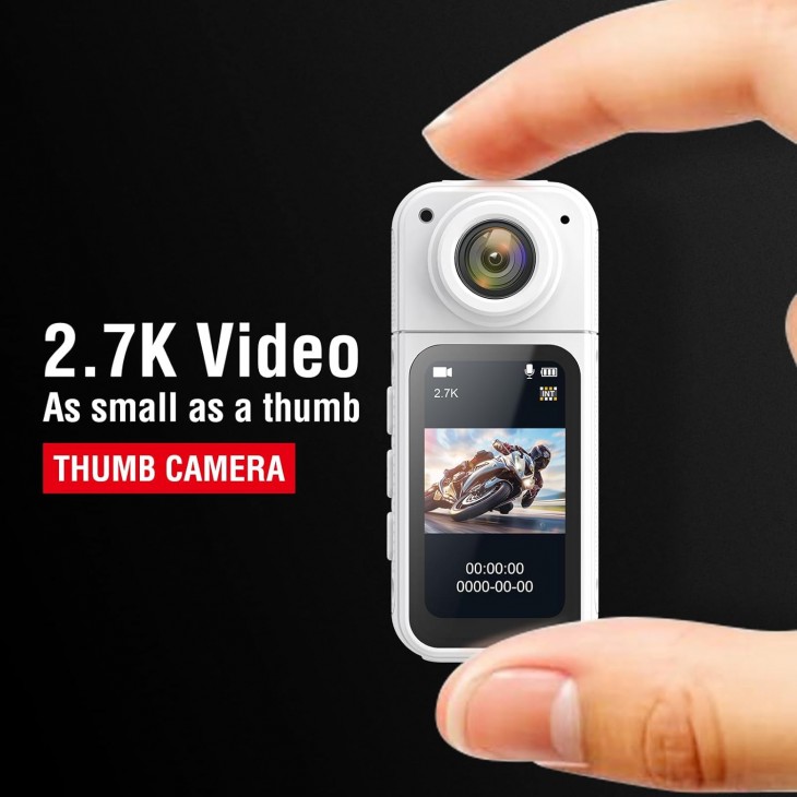 Camera sport de acțiune ultra-compacta, Anytek S70, rezolutie video 2.7K, obiectiv larg, atasare magnetica, memorie 64Gb, alba