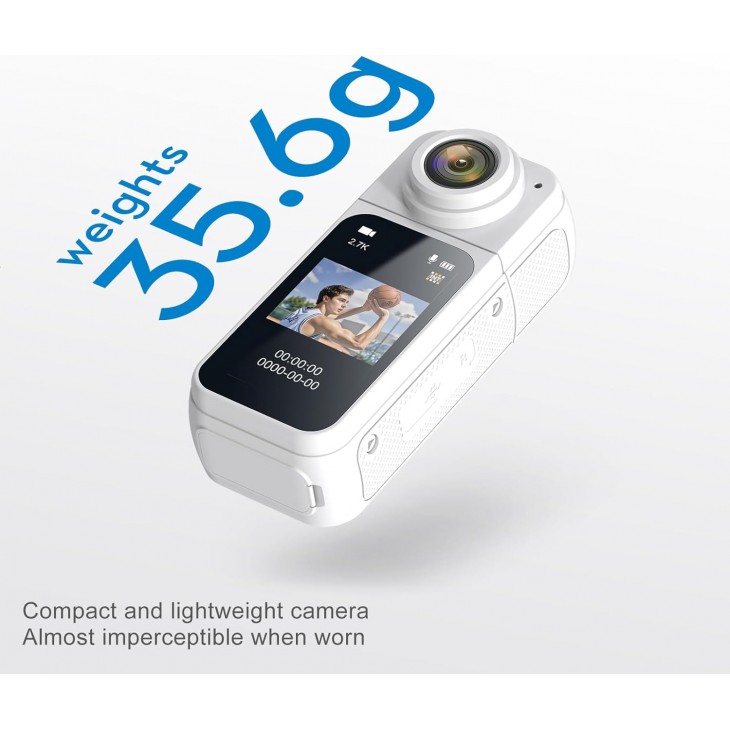 Camera sport de acțiune ultra-compacta, Anytek S70, rezolutie video 2.7K, obiectiv larg, atasare magnetica, memorie 64Gb, alba