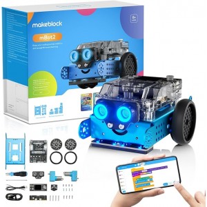 Robot programabil Makeblock mBot 2 pentru copii de la 8 ani, conexiune WiFi, compatibil Scratch și Python, kit educațional STEM inteligent, ideal pentru cadou