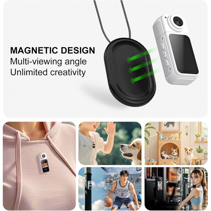 Camera sport de acțiune ultra-compacta, Anytek S70, rezolutie video 2.7K, obiectiv larg, atasare magnetica, memorie 64Gb, alba