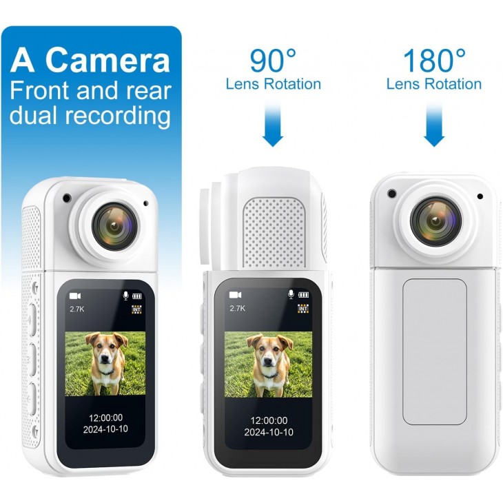 Camera sport de acțiune ultra-compacta, Anytek S70, rezolutie video 2.7K, obiectiv larg, atasare magnetica, memorie 64Gb, alba