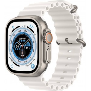 Curea smartwatch, THD, Oceanic Loop, pentru Apple Watch Ultra2 49 mm, Apple Watch 46 mm seria 10, marime universala, alba, catarama gri