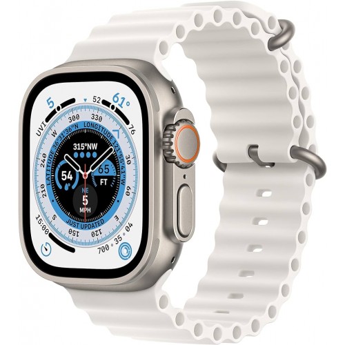 Curea smartwatch, THD, Oceanic Loop, pentru Apple Watch Ultra2 49 mm, Apple Watch 46 mm seria 10, marime universala, alba, catarama gri
