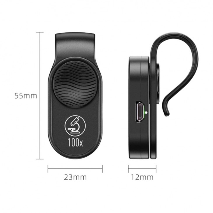 Lentila microscop 100x, marca Apexel cu sistem prindere pentru iPhone 12, iPhone 11,X,8,7,6,5, Samsung, Huawei, Xiaomi, Oppo, Nokia