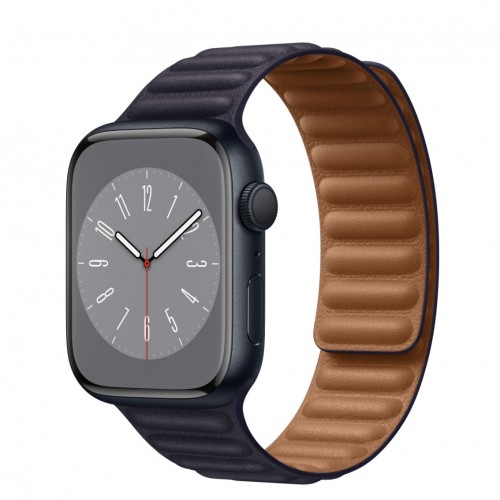 Curea leather link piele mov ink compatibila cu Apple Watch 45 mm seria 8 si Apple Watch Ultra 49 mm, marime universala