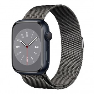 Curea metalica milanese, marca THD pentru Apple Watch 45 mm seria 7 si Apple Watch Ultra 49 mm, marime universala, culoarea negru grafit