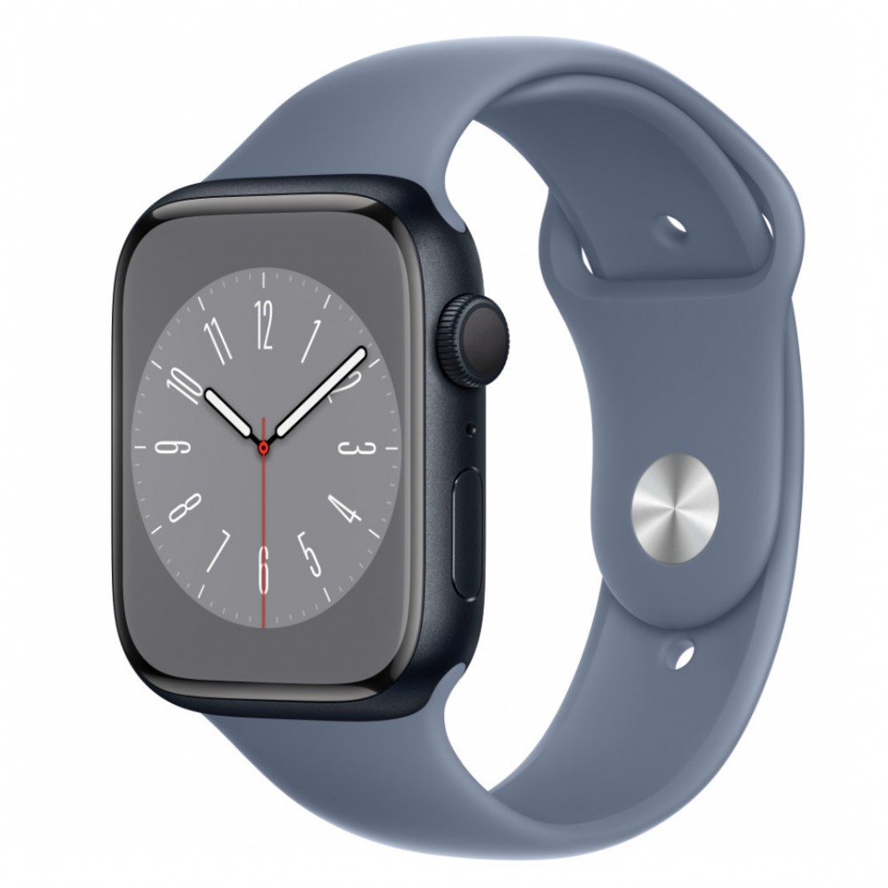 Curea silicon THD compatibila cu Apple Watch 45 mm seria 8 si Apple Watch Ultra 49 mm, marimea M/L, albastru ardezie