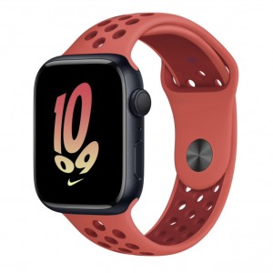 Curea sport rosie cu orificii de ventilatie pentru Apple Watch 45 mm seria 8 si Apple Watch Ultra 49 mm, marime universala