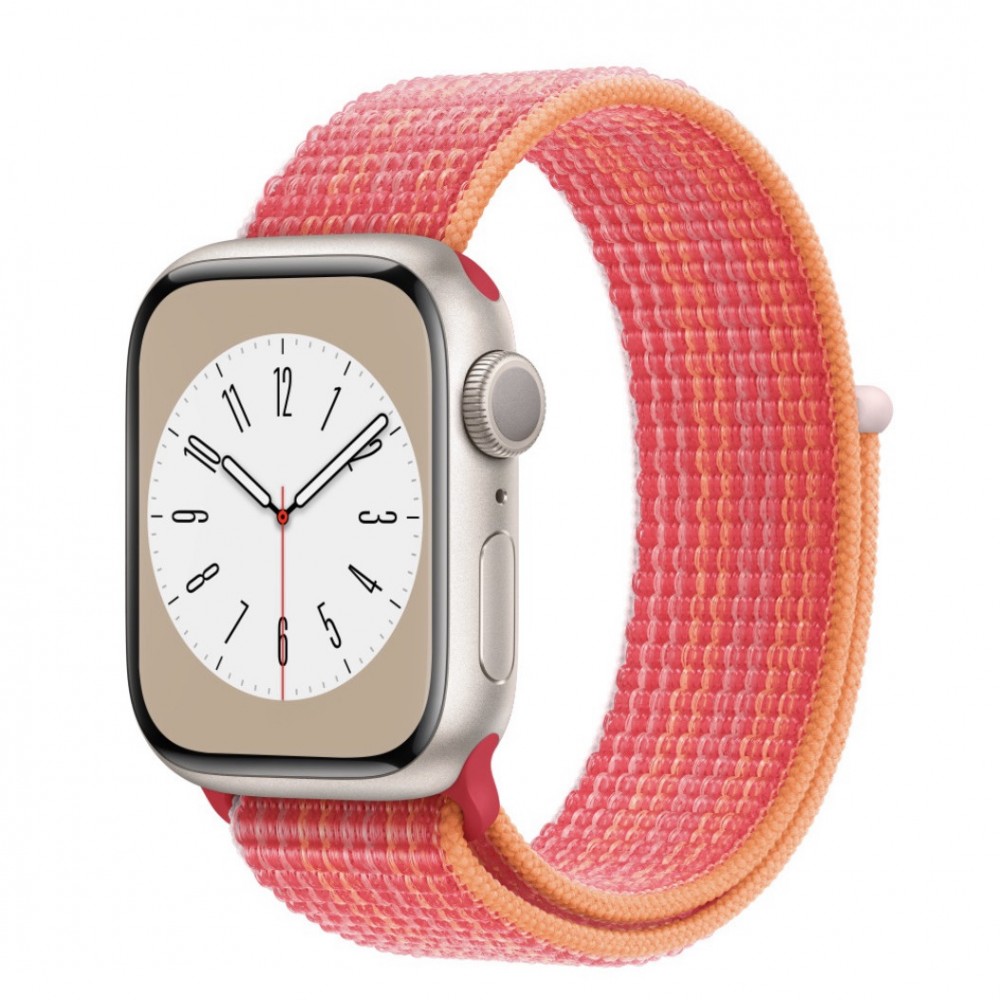 Curea textila sport loop marca THD pentru Apple Watch 41 mm seria 8, marime S/M, rosu