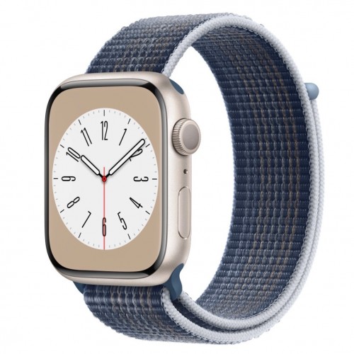 Curea textila sport loop marca THD pentru Apple Watch 45 mm seria 8, marime universala, albastru storm