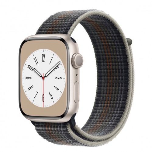 Curea textila sport loop marca THD pentru Apple Watch 45 mm seria 8, marime universala, gri midnight