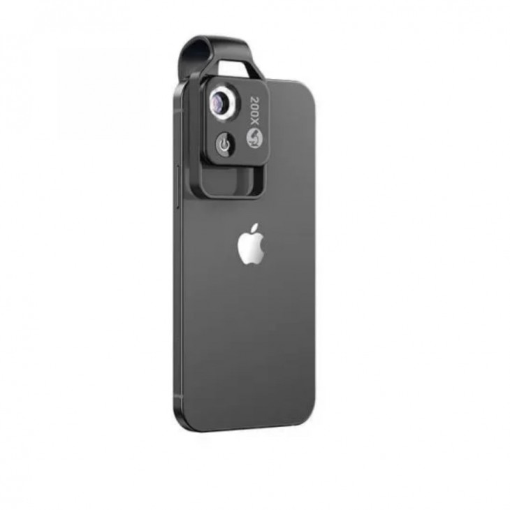 Lentila microscop 200x cu lumina LED, marca Apexel compatibila cu iPhone 13, iPhone 12, iPhone 11, X,8,7,6,5, Samsung, Huawei, Xiaomi, Oppo, Nokia