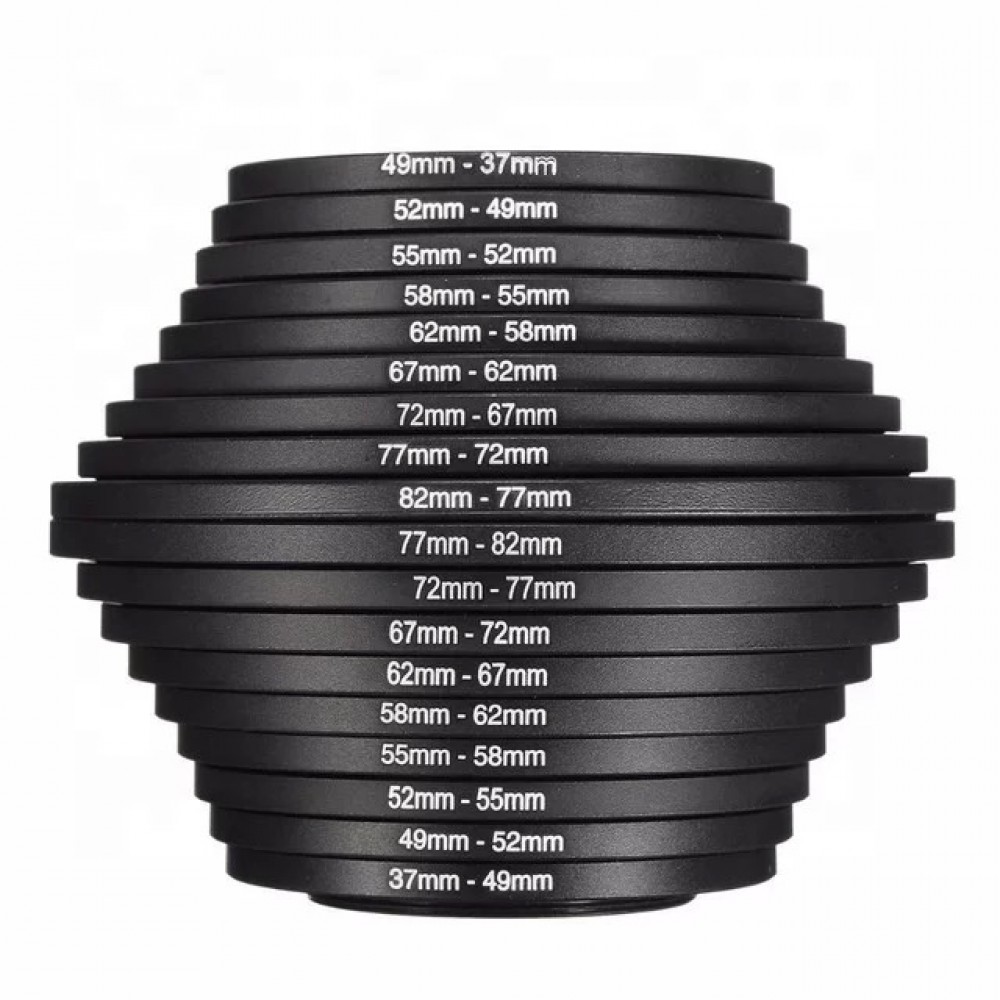 Set 18 inele reductie Kent Faith pentru obiectiv foto 37mm-82mm si 82mm-37mm
