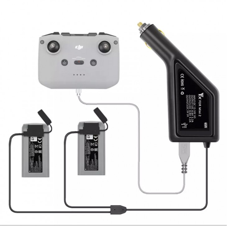 Incarcator auto marca STARTRC pentru remote controller si baterii drona DJI Mini 2