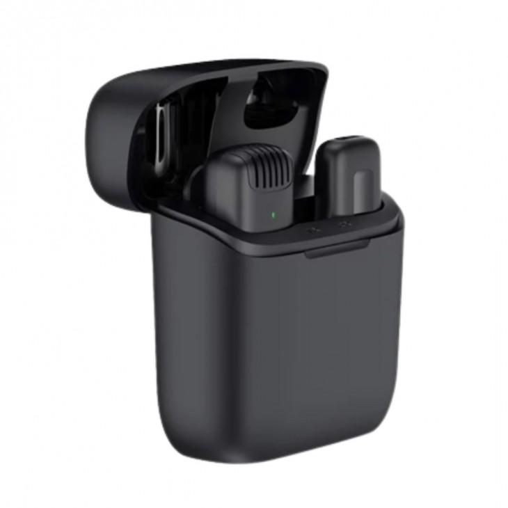 Microfon lavaliera, Apexel, omnidirectional, wireless, carcasa incarcare, interfata USB-C