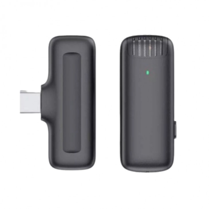 Microfon lavaliera, Apexel, omnidirectional, wireless, carcasa incarcare, interfata USB-C
