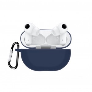 Husa pentru protectia castilor stereo wireless Huawei FreeBuds Pro, culoarea albastru denim cu carlig prindere