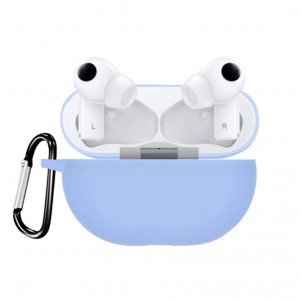 Husa pentru protectia castilor stereo wireless Huawei FreeBuds Pro, culoarea albastru deschis cu carlig prindere