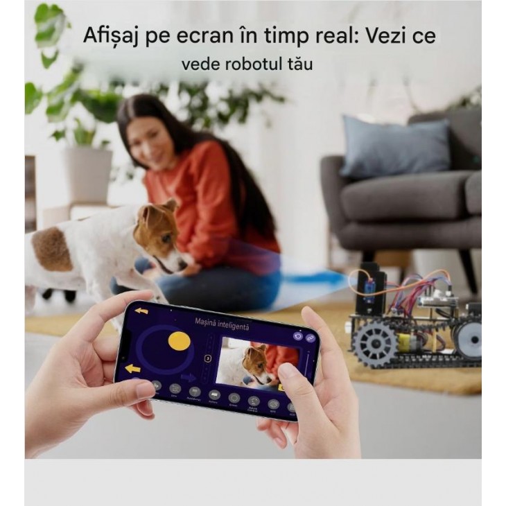 Kit Robotica ACEBOTT 4 in 1 pentru Copii 12+, Camera 3MP, Masina Blindata, Compatibil Arduino si Scratch, Control prin Aplicatie si Telecomanda, STEM, livrare 7-8 zile