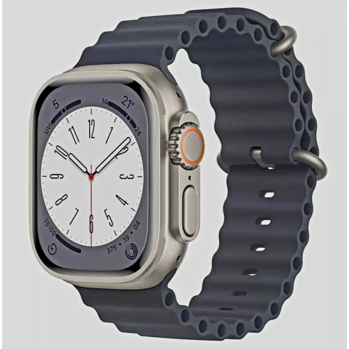 Curea smartwatch,THD, modelul Ocean, compatibila cu Apple Watch Ultra2 49 mm, Apple Watch 45 mm seria 9, Apple Watch SE 44 mm, marime universala, albastru storm