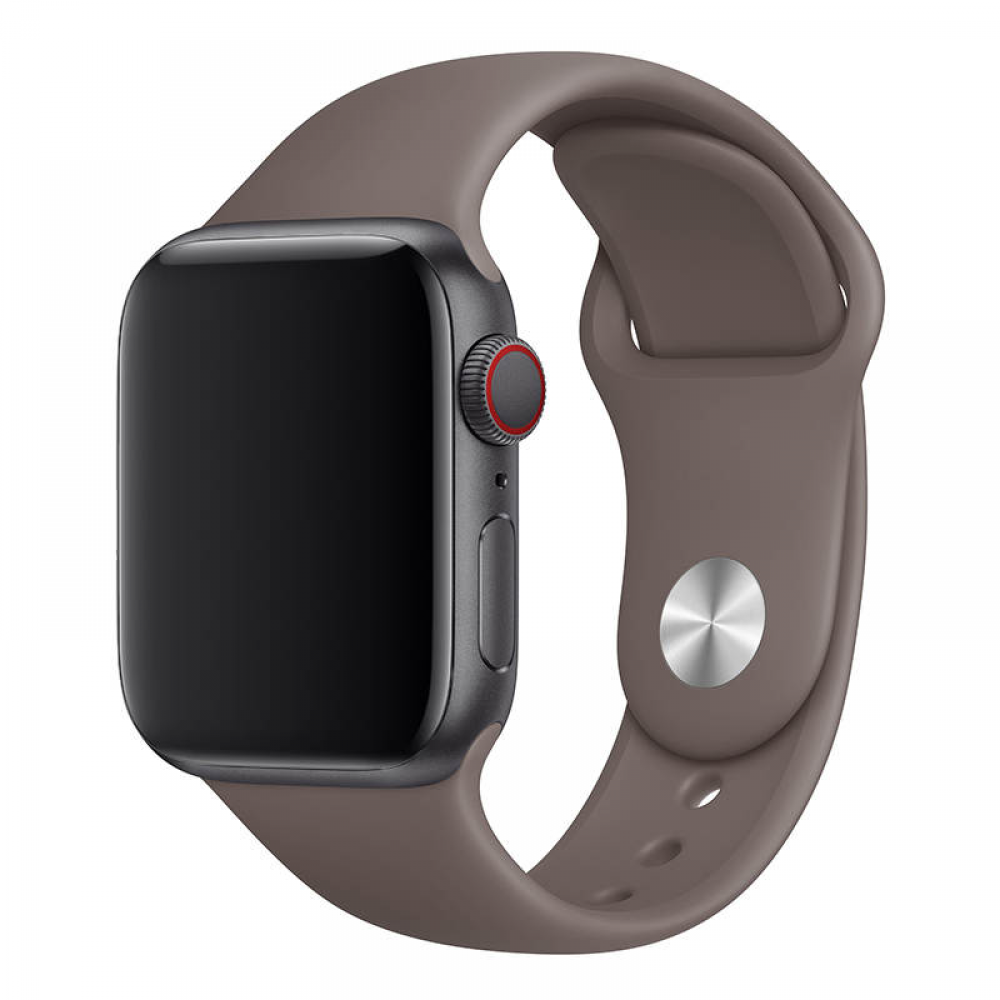 Curea silicon, marca THD, compatibila Apple Watch 45 mm seria 9, Apple Watch SE 44 mm, marimea M/L, maro clay