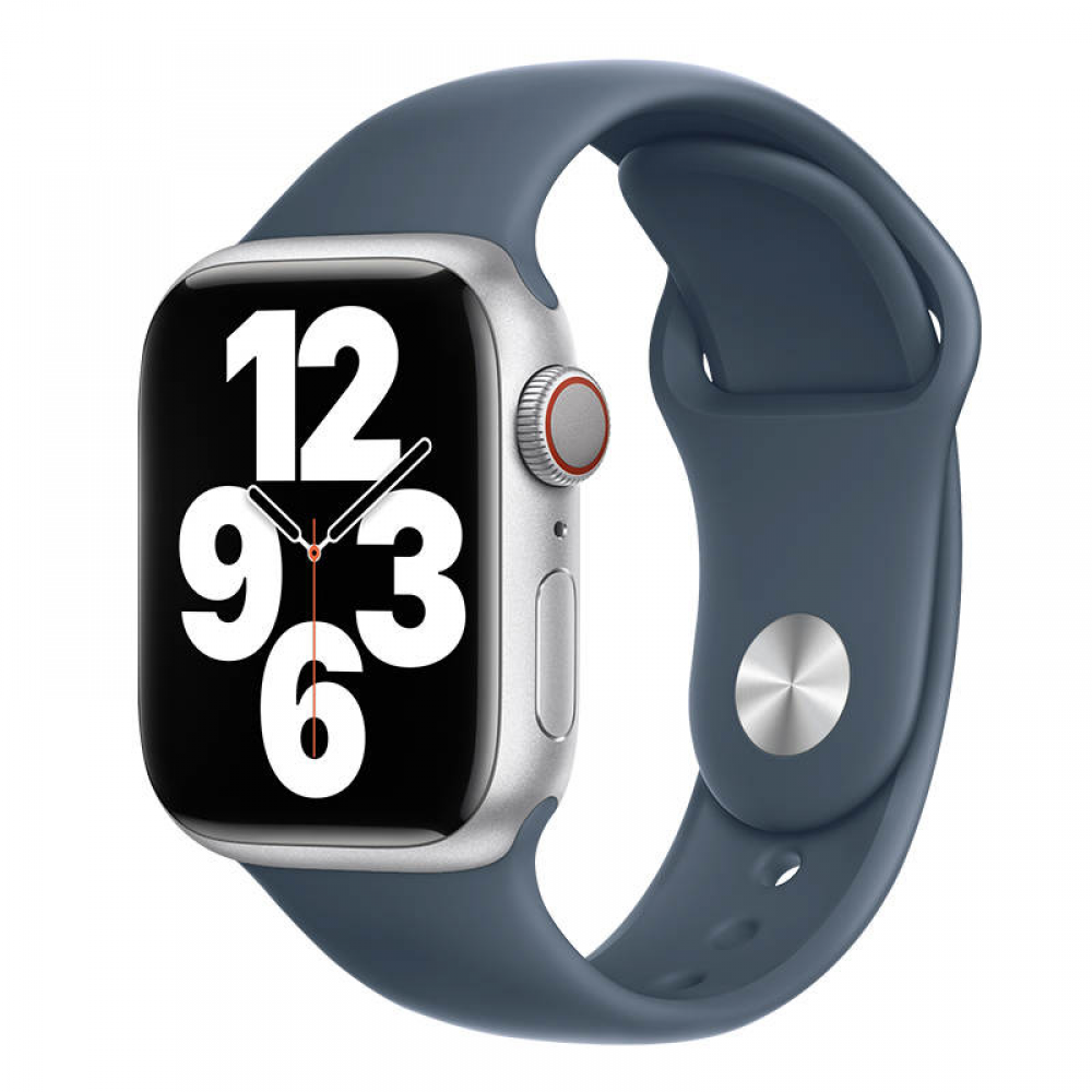 Curea silicon, marca THD, compatibila Apple Watch 45 mm seria 9, Apple Watch SE 44 mm, marimea M/L, albastru storm