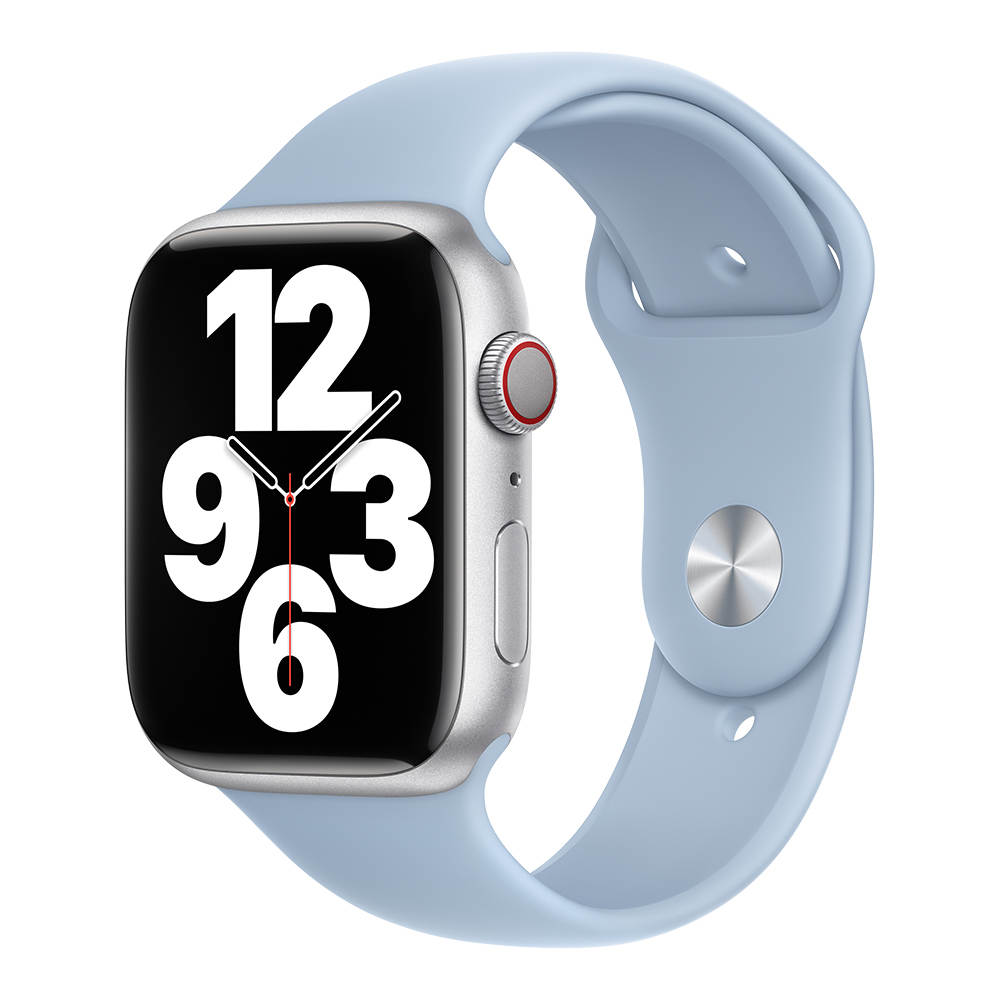 Curea silicon, marca THD, compatibila Apple Watch 45 mm seria 9, Apple Watch SE 44 mm, marimea M/L, albastru winter