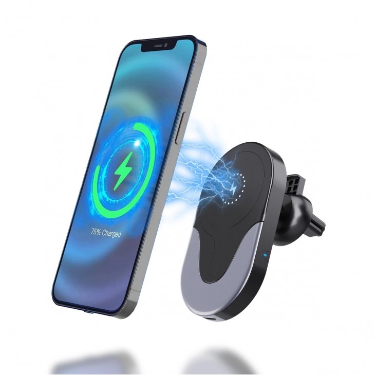 Incarcator rapid wireless THD pentru masina, magnetic, destinat iPhone 16, Phone 15, iPhone 14, iPhone 13, putere 15W