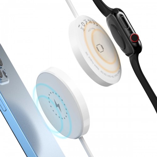 Incarcator wireless THD magnetic cu 2 fete pentru iPhone 16,15,14,13,12, Apple Watch, Airpods, putere 15W/3W