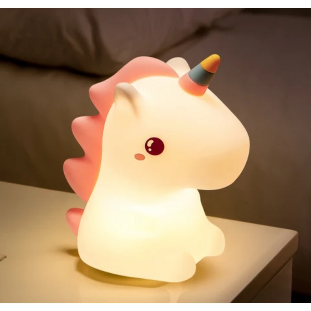 Lampa de veghe pentru camera copii, THD SL2,  LED, Model Unicorn, Senzor tactil, Alb